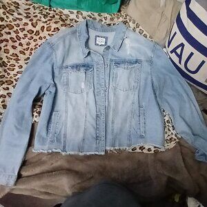 Wax Jean Co. 100% Cotton Cropped Denim Jacket. Size 3XL, Distressed